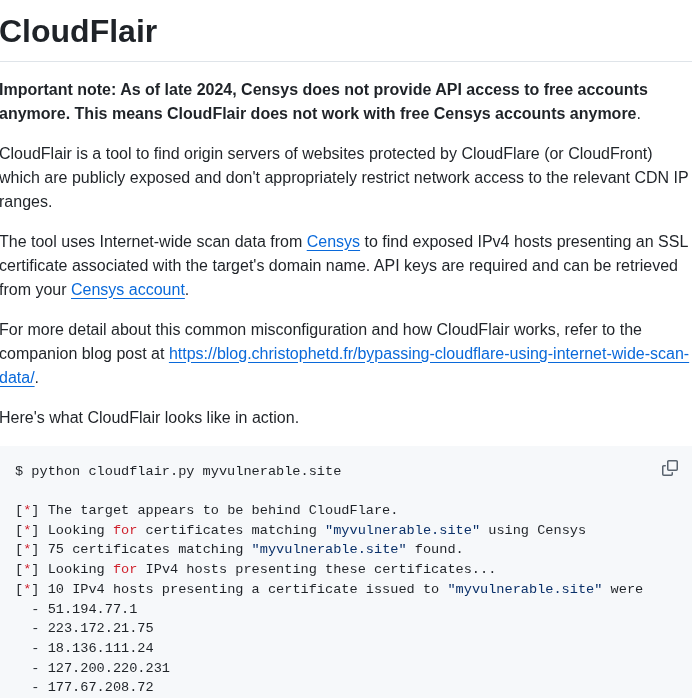 Christophetd Cloudflair screenshot