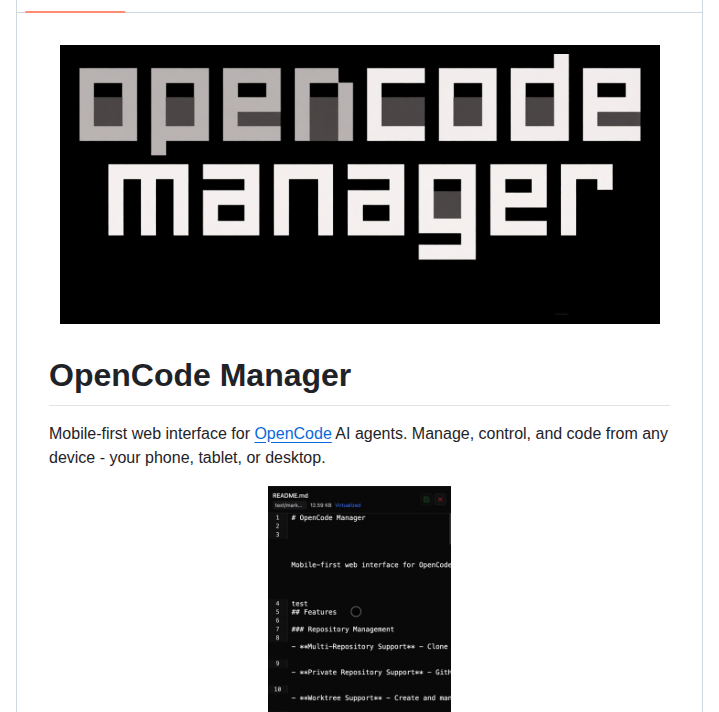 Chriswritescode Dev Opencode Manager screenshot