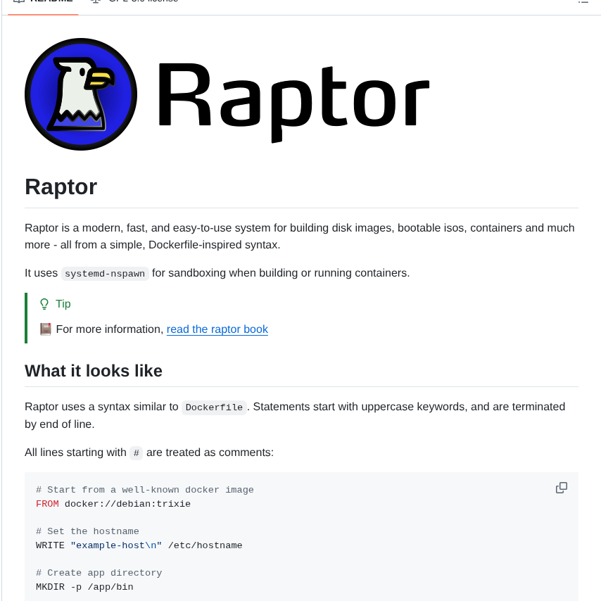 Chrivers Raptor screenshot