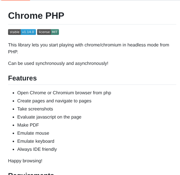 Chrome Php Chrome screenshot