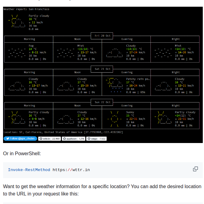 Chubin Wttr.in screenshot