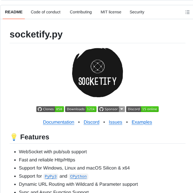 Cirospaciari Socketify.py screenshot