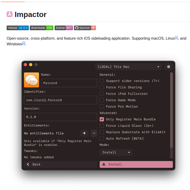 Claration Impactor screenshot