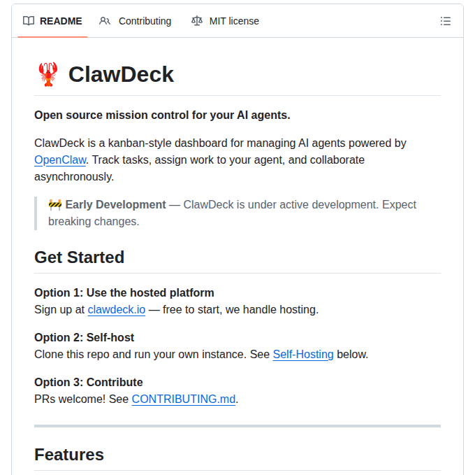 Clawdeckio Clawdeck screenshot