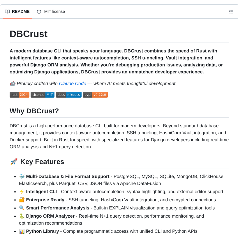 Clement Tourriere Dbcrust screenshot