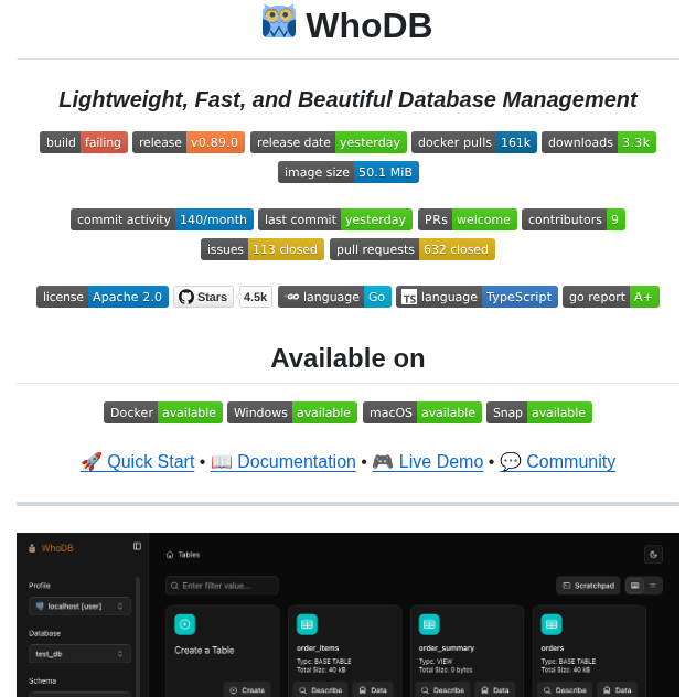 Clidey Whodb screenshot