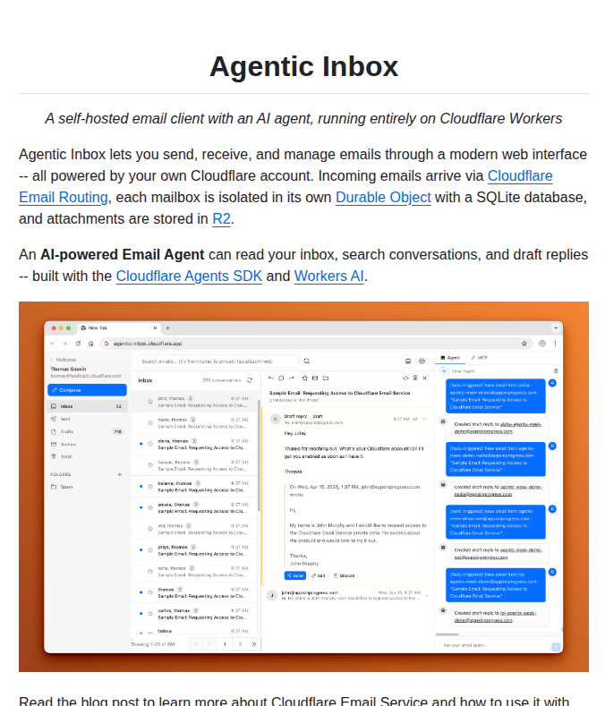Cloudflare Agentic Inbox screenshot