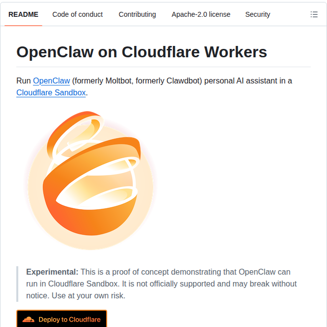 Cloudflare Moltworker screenshot