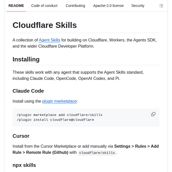 Cloudflare Skills screenshot