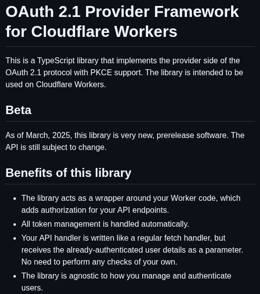 Cloudflare Workers Oauth Provider screenshot