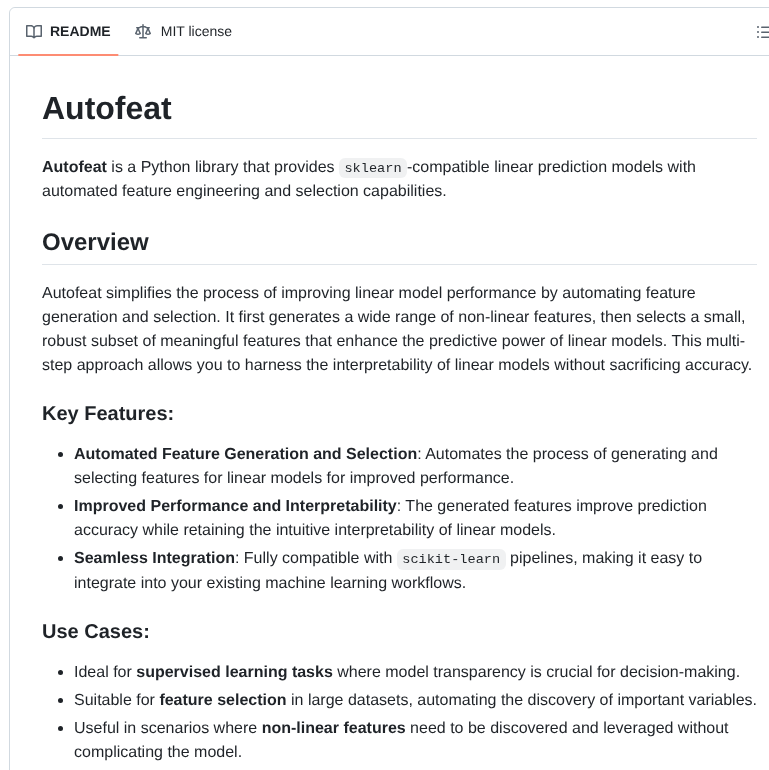 Cod3licious Autofeat screenshot