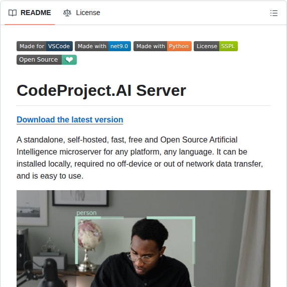 Codeproject Codeproject.ai Server screenshot