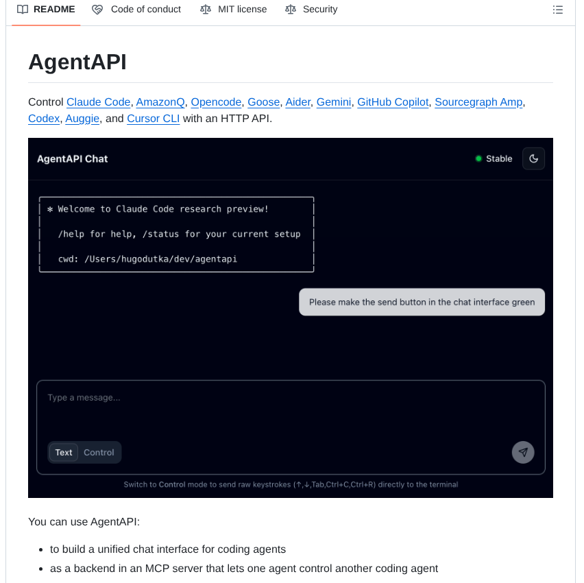Coder Agentapi screenshot