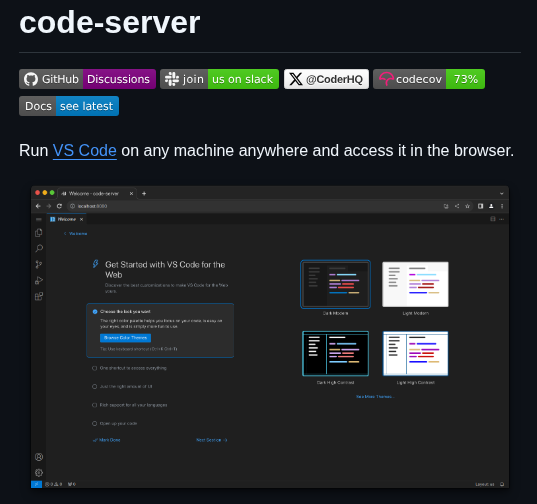 Coder Code Server screenshot