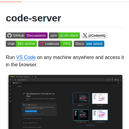 Coder Code Server screenshot