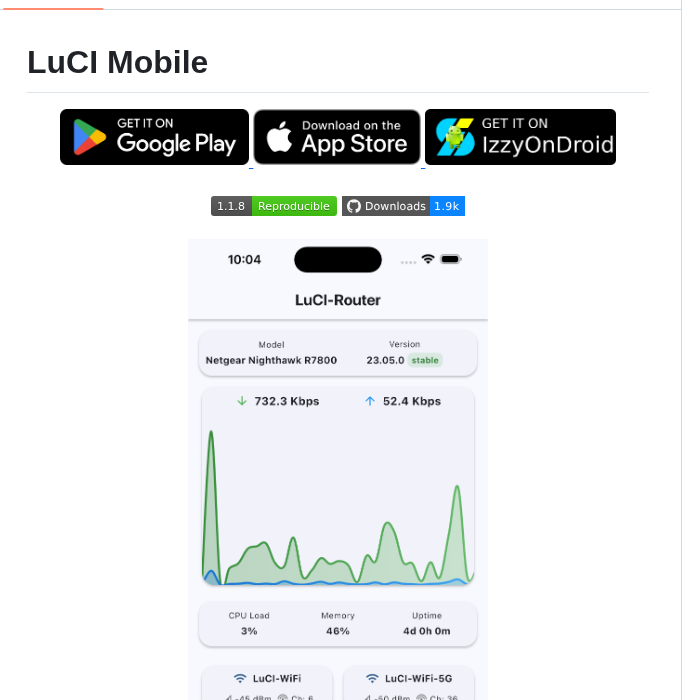 Cogwheel0 Luci Mobile screenshot