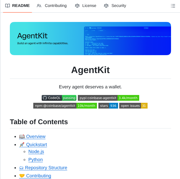 Coinbase Agentkit screenshot