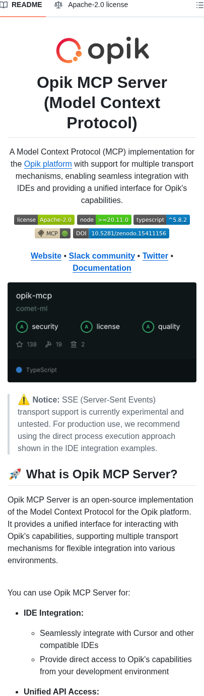 Comet Ml Opik Mcp screenshot