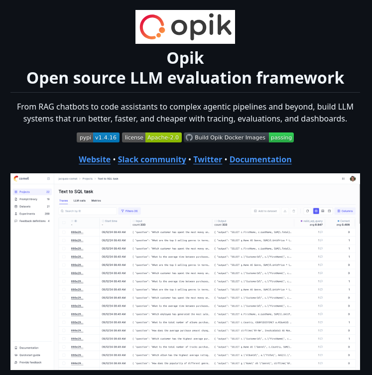 Comet Ml Opik screenshot