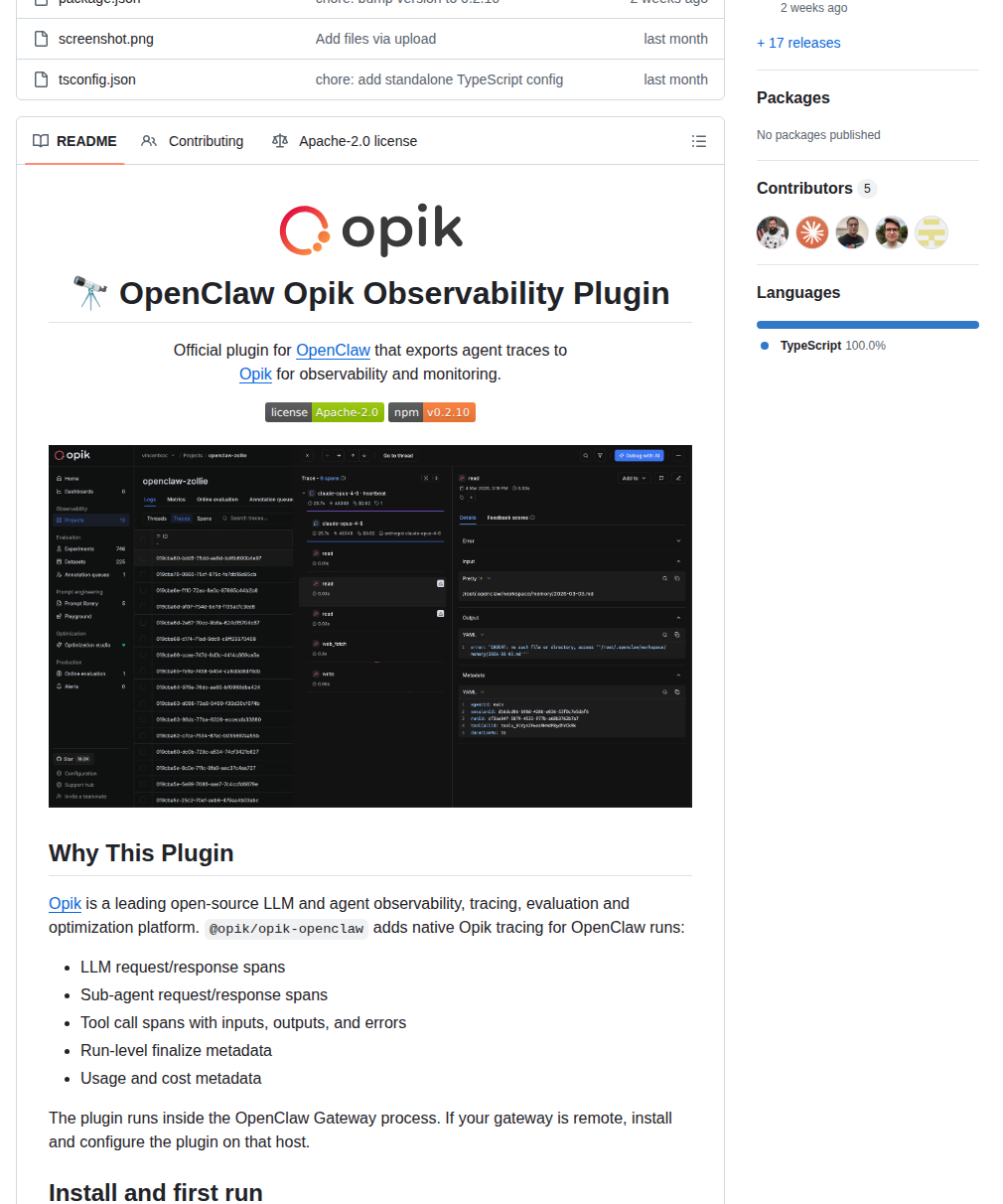 Comet Ml Opik Openclaw screenshot
