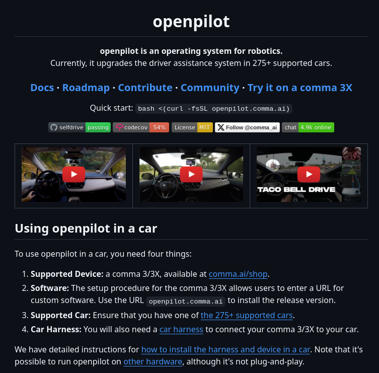 Commaai Openpilot screenshot