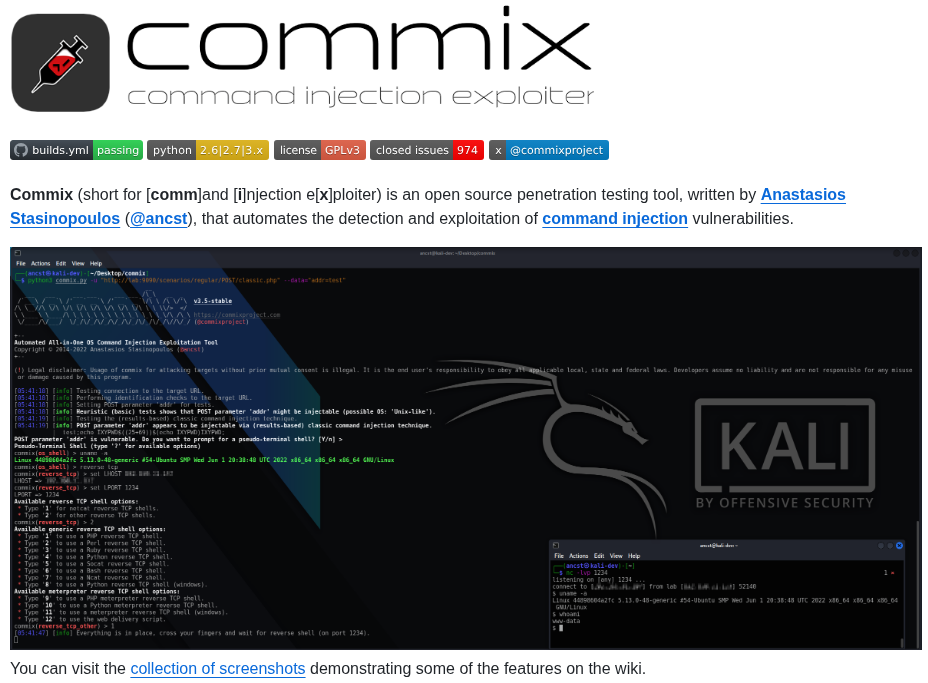 Commixproject Commix screenshot