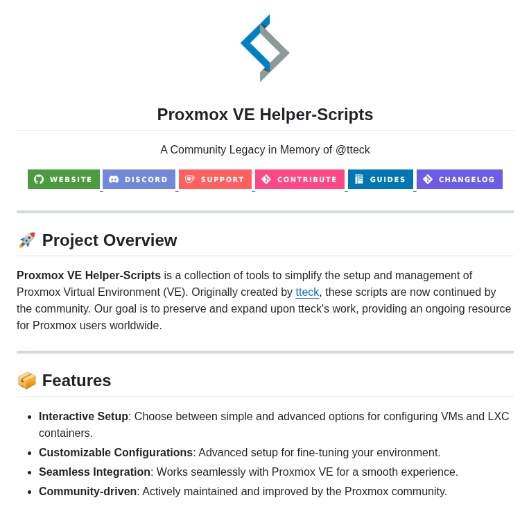 Community Scripts Proxmoxve screenshot