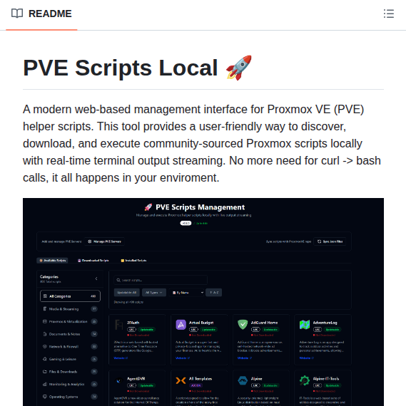 Community Scripts Proxmoxve Local screenshot