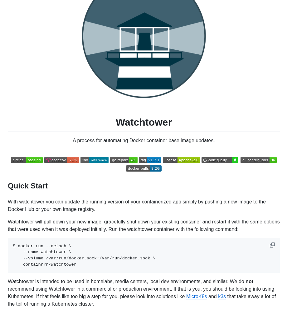 Containrrr Watchtower screenshot