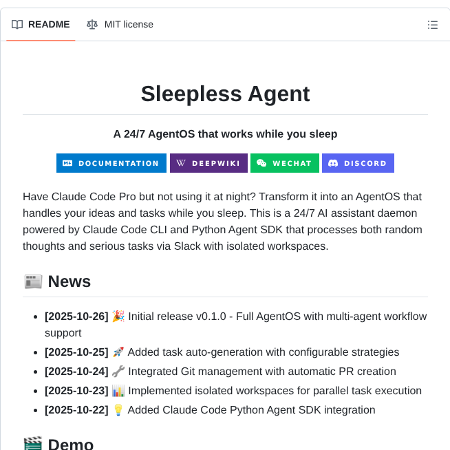 Context Machine Lab Sleepless Agent screenshot