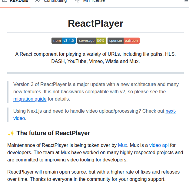 Cookpete React Player screenshot