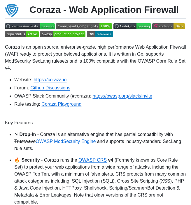 Corazawaf Coraza screenshot