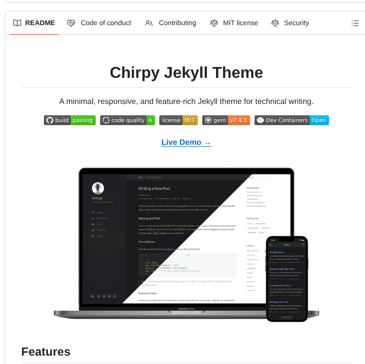 Cotes2020 Jekyll Theme Chirpy screenshot