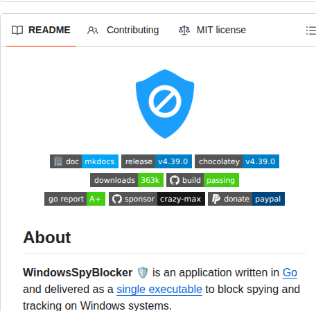 Crazy Max Windowsspyblocker screenshot