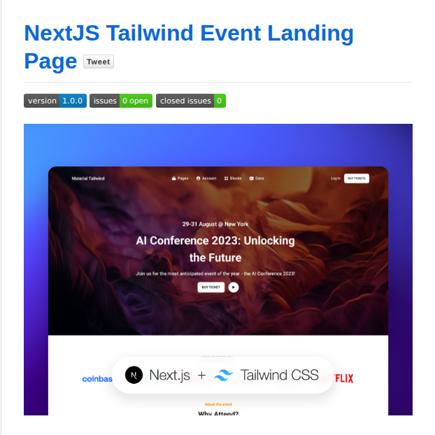Creativetimofficial Nextjs Tailwind Event Landing Page screenshot