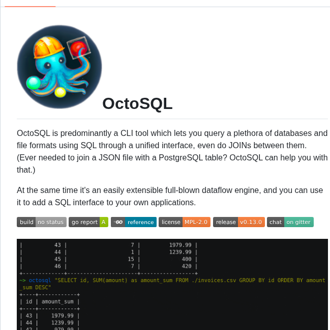 Cube2222 Octosql screenshot