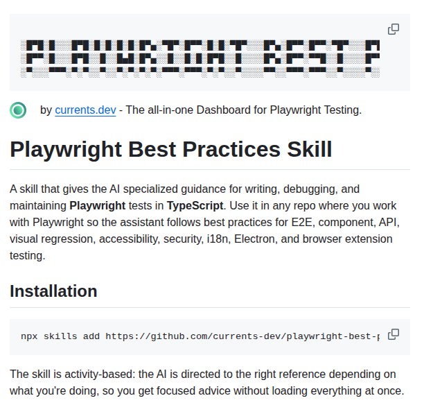 Currents Dev Playwright Best Practices Skill screenshot