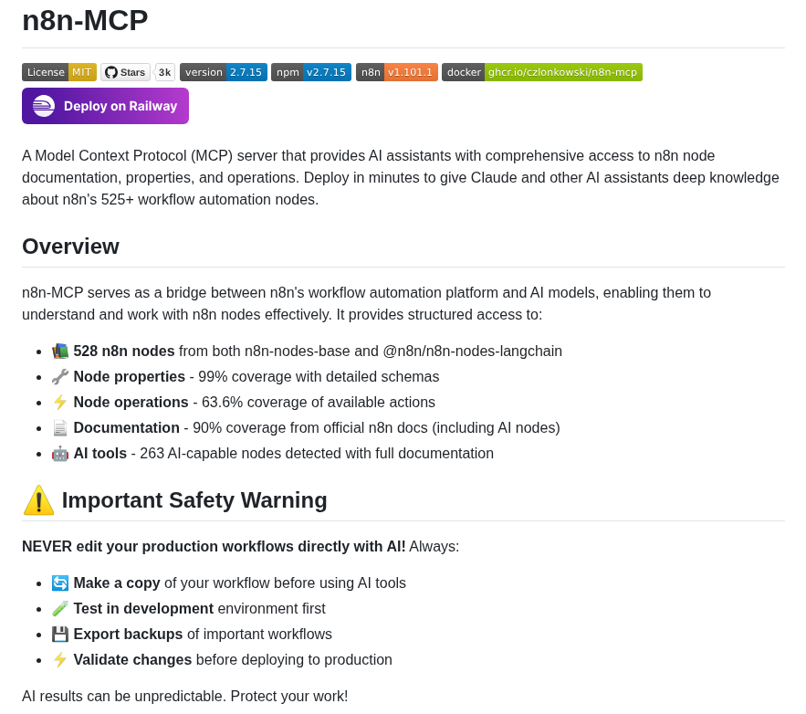 Czlonkowski N8n Mcp screenshot