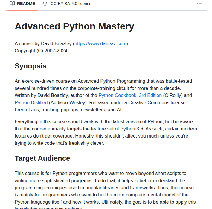 Dabeaz Course Python Mastery screenshot