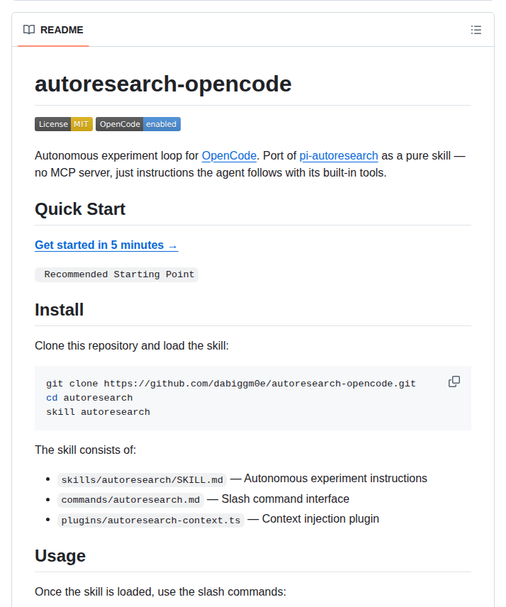 Dabiggm0e Autoresearch Opencode screenshot