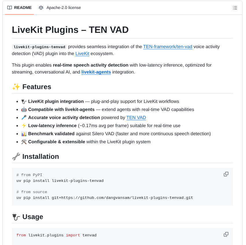 Dangvansam Livekit Plugins Tenvad screenshot