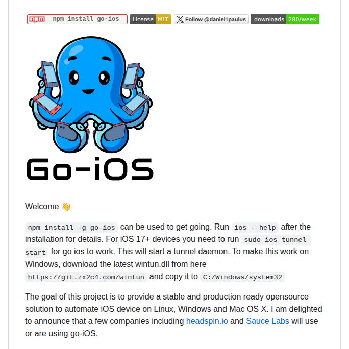 Danielpaulus Go Ios screenshot