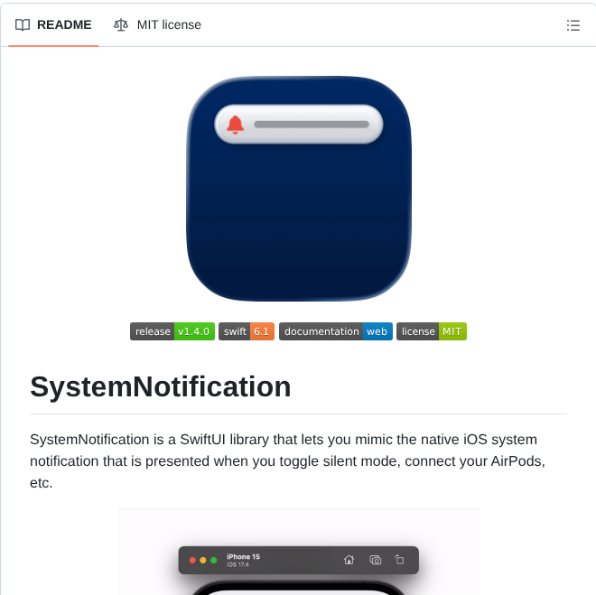 Danielsaidi Systemnotification screenshot