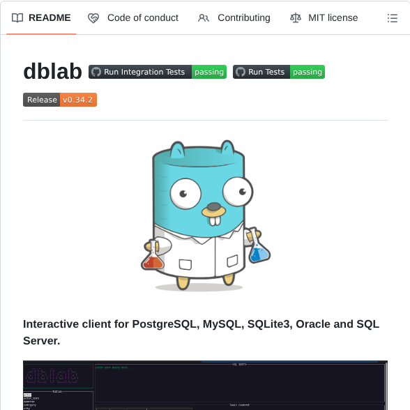 Danvergara Dblab screenshot