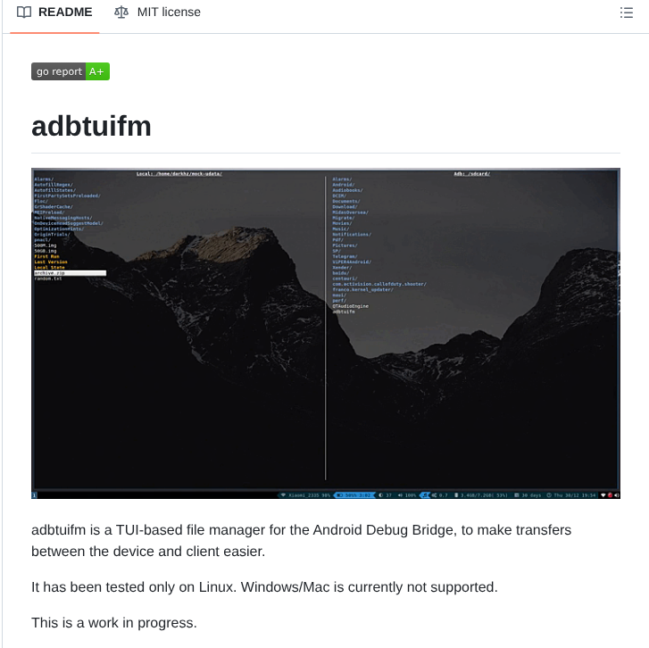 Darkhz Adbtuifm screenshot