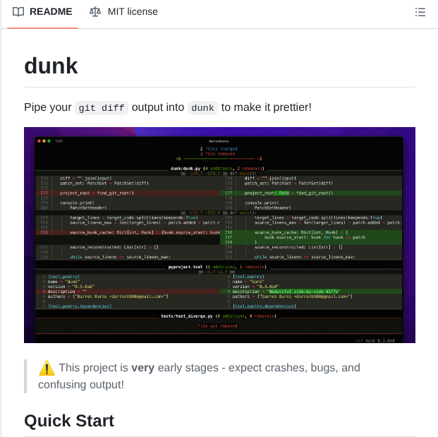 Darrenburns Dunk screenshot