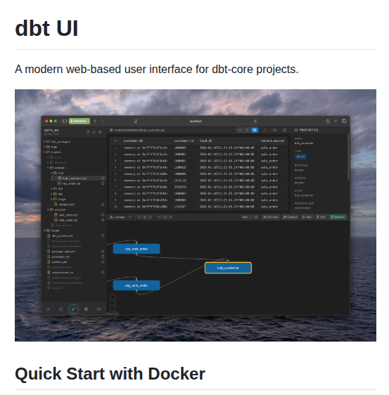 Data Diving Dbt Ui screenshot