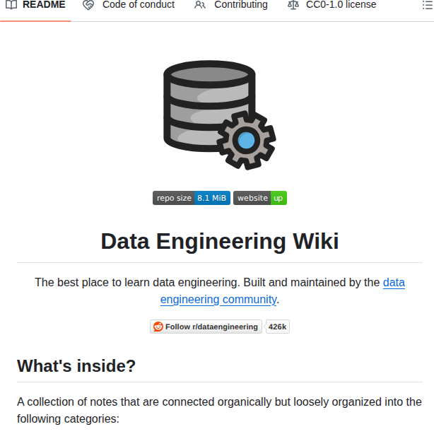 Data Engineering Community Data Engineering Wiki screenshot