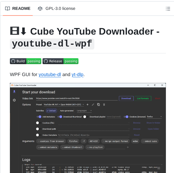 Database64128 Youtube Dl Wpf screenshot