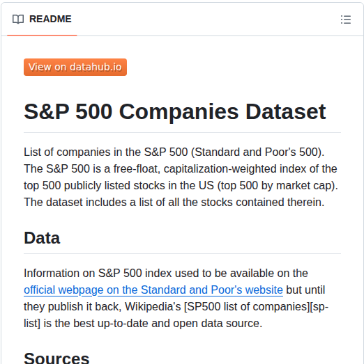 Datasets S And P 500 Companies screenshot